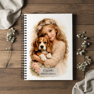Girl with Beagle Puppy Notebook