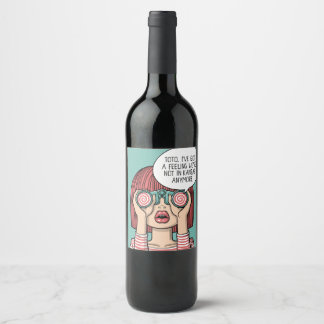 Girl with Binoculars Illustration Wine Lable Wine Label