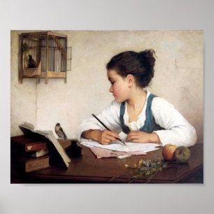 Girl with Bird Poster