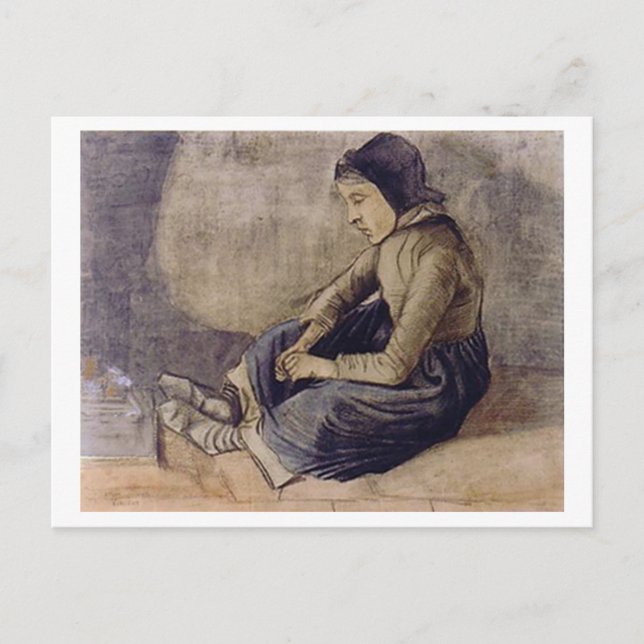 Girl with Black Cap Sitting, Vincent van Gogh Postcard (Front)