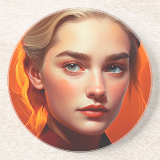 Girl with blue eyes coaster (Front)