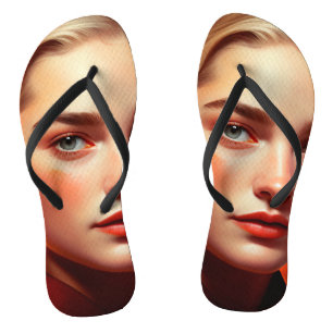 Girl with blue eyes flip flops