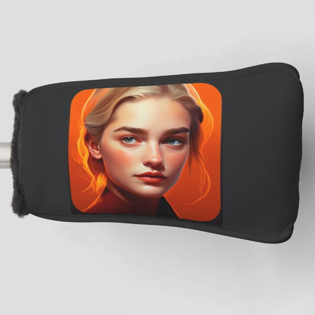 Girl with blue eyes golf head cover (Front)