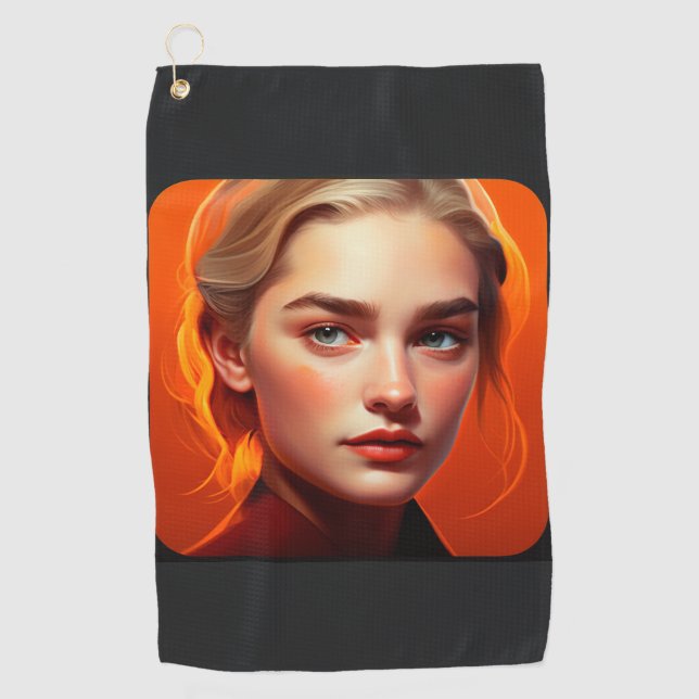 Girl with blue eyes golf towel (Front)