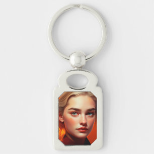 Girl with blue eyes key ring
