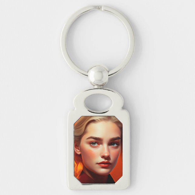 Girl with blue eyes key ring (Front)