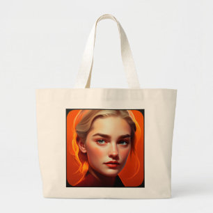 Girl with blue eyes large tote bag