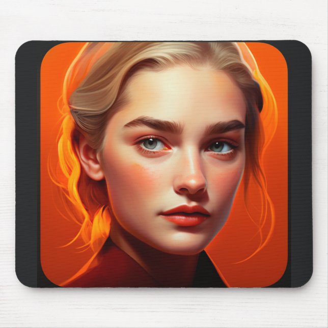 Girl with blue eyes mouse mat (Front)