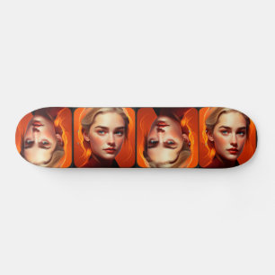 Girl with blue eyes skateboard