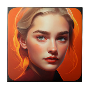 Girl with blue eyes tile
