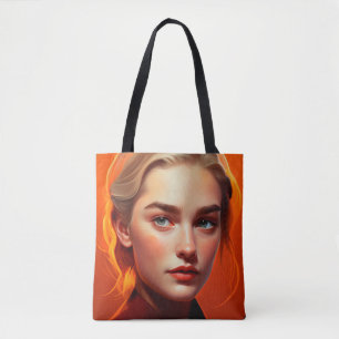 Girl with blue eyes tote bag