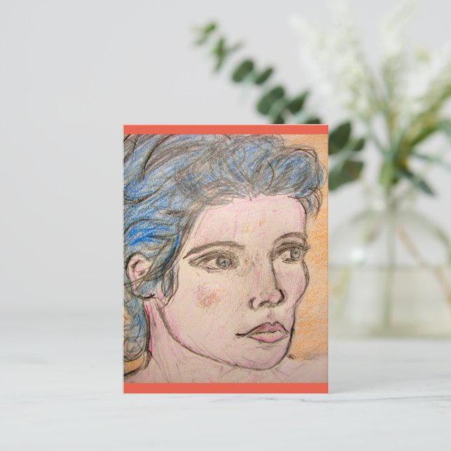 Girl with Blue Hair Postcard (Standing Front)