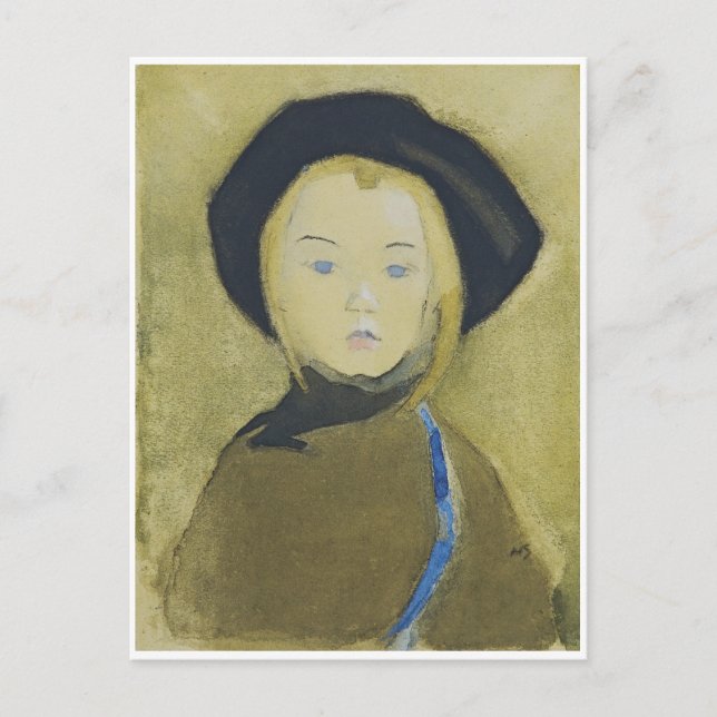 Girl with Blue Ribbon, Helene Schjerfbeck  Postcard (Front)