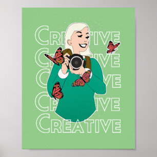 Girl with Butterflies  Poster