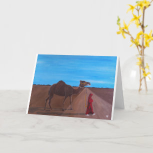Girl with Camel Painting by Alfred Fox Card