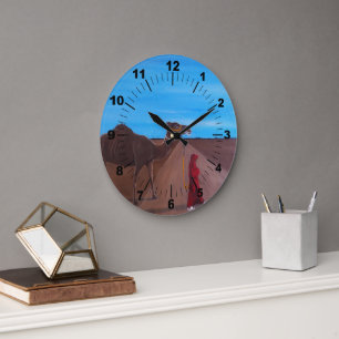 Girl with Camel Painting by Alfred Fox Large Clock