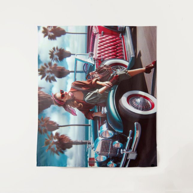 Girl with Car Tapestry (Front)