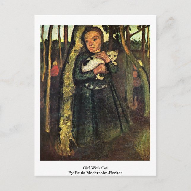 Girl With Cat By Paula Modersohn-Becker Postcard (Front)