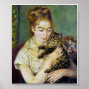 Girl with Cat by Renoir Poster