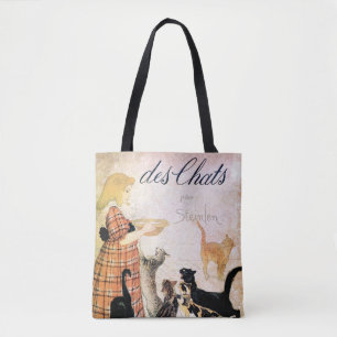 Girl with Cats, Alexandre Steinlen Tote Bag