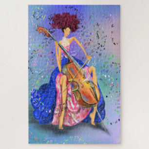 Girl with Cello - Fantastic Melody - Drawing Art   Jigsaw Puzzle