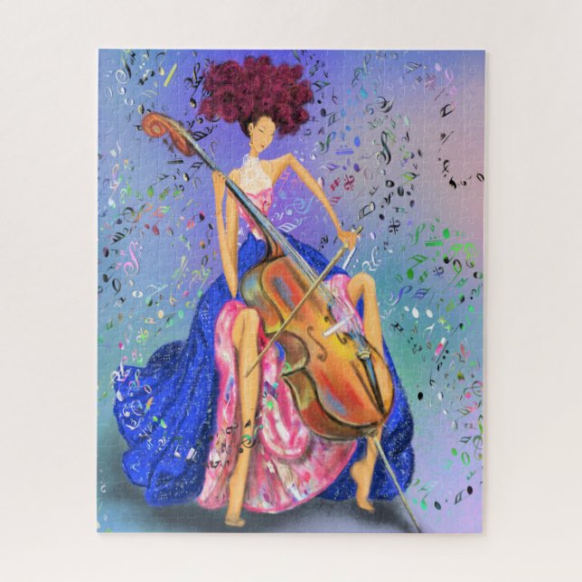 Girl with Cello - Fantastic Melody - Drawing  Jigsaw Puzzle (Vertical)