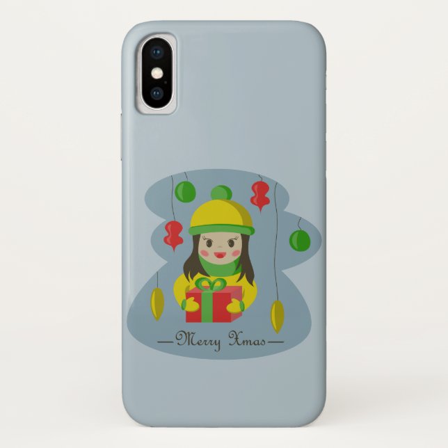 Girl with Christmas gift box  Case-Mate iPhone Case (Back)