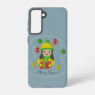 Girl with Christmas gift box  Samsung Galaxy Case