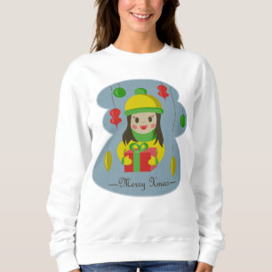 Girl with Christmas gift box Sweatshirt