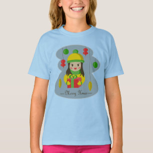 Girl with Christmas gift box  T-Shirt