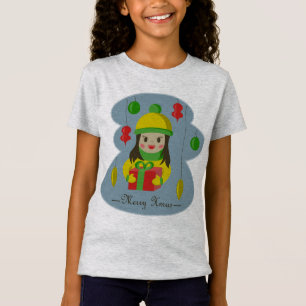 Girl with Christmas gift box  T-Shirt