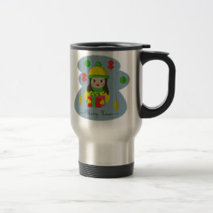 Girl with Christmas gift box Travel Mug