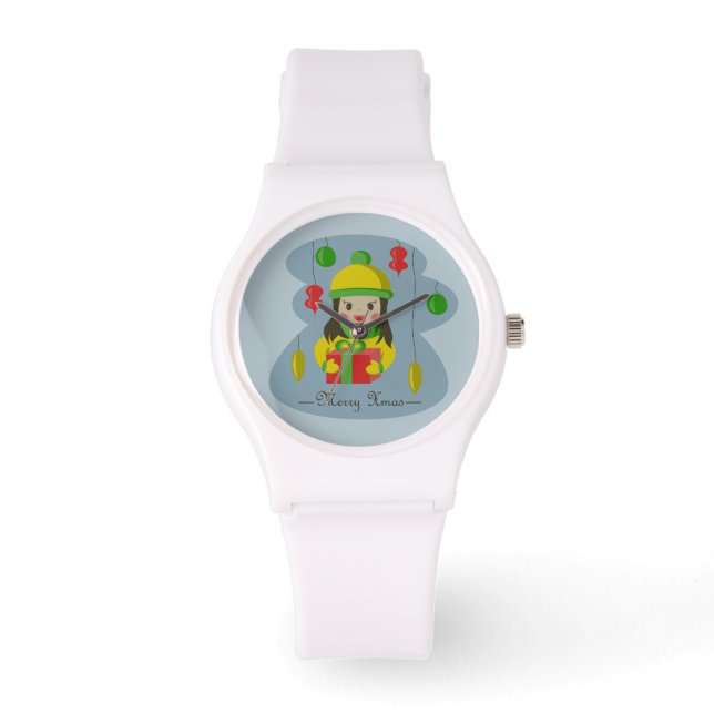 Girl with Christmas gift box  Watch (Front)