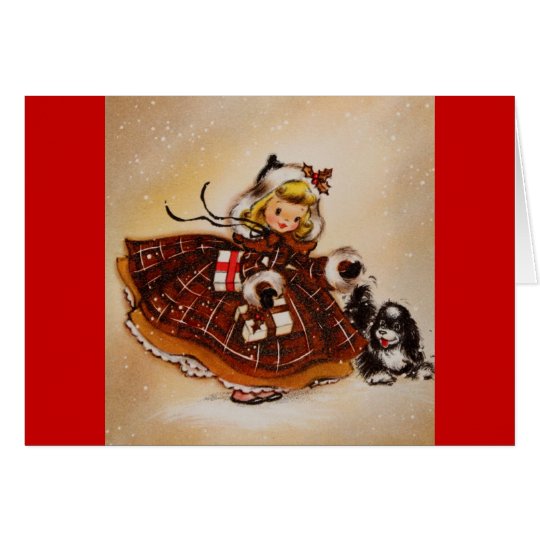 Girl with Christmas Puppy Card