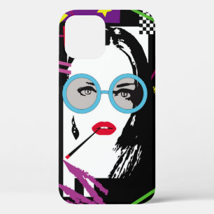 Girl with cigarette and sunglasess colourful pop a iPhone 12 case