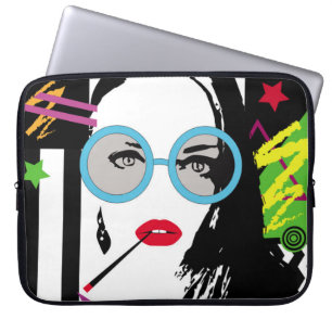 Girl with cigarette and sunglasess colourful pop a laptop sleeve