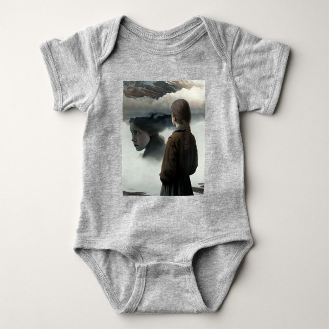 Girl with clouds baby bodysuit (Front)