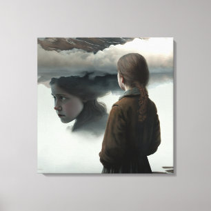 Girl with clouds canvas print
