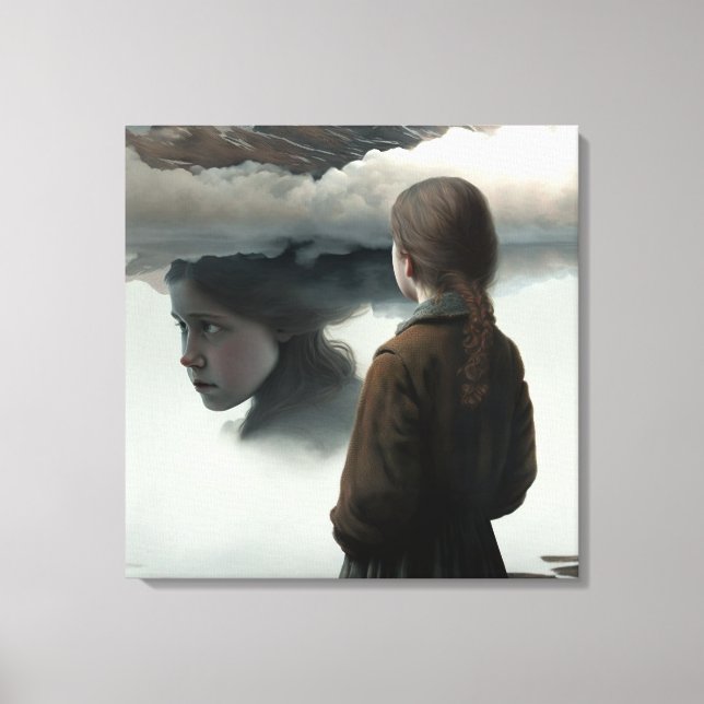 Girl with clouds canvas print (Front)