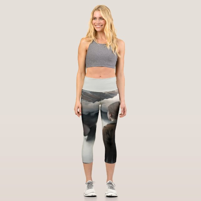 Girl with clouds capri leggings (Front)