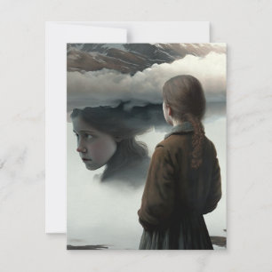 Girl with clouds card