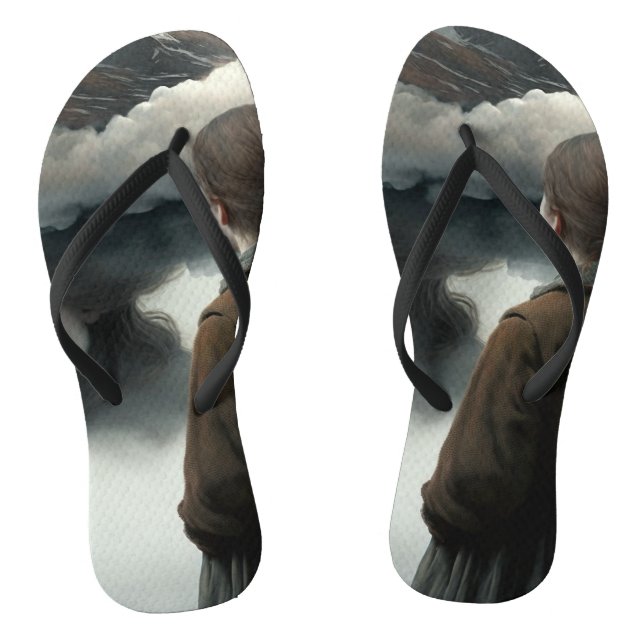 Girl with Clouds Flip Flops (Footbed)