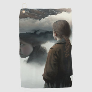 Girl with clouds golf towel