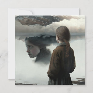 Girl with clouds holiday card