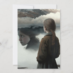 Girl with clouds holiday card