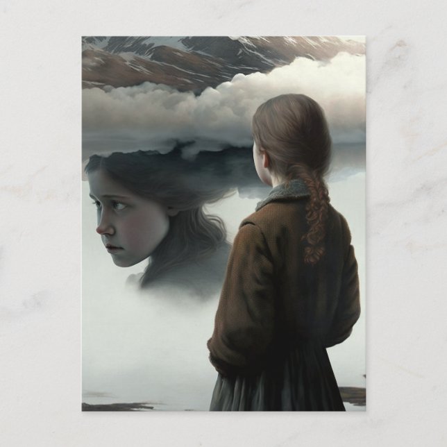 Girl with Clouds Invitation Postcard (Front)