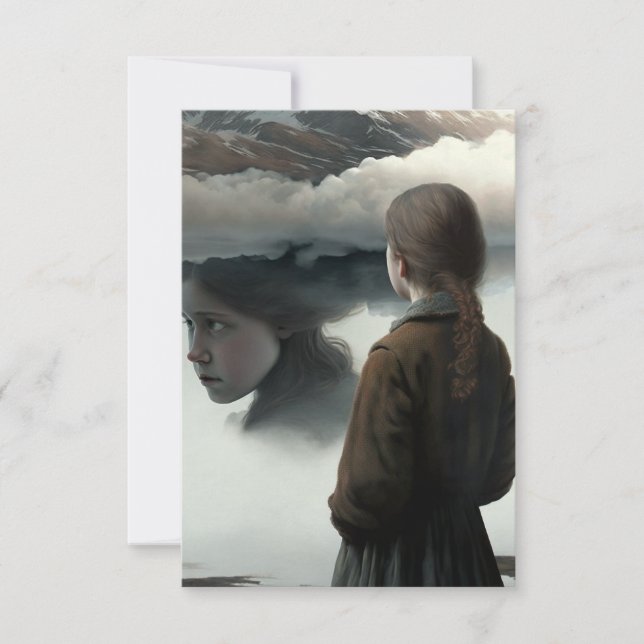 Girl with clouds RSVP card (Front)