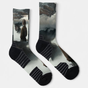 Girl with clouds socks
