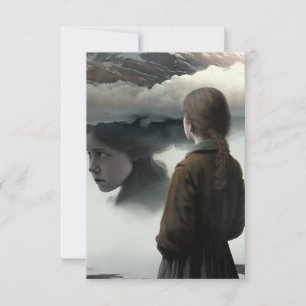 Girl with clouds thank you card