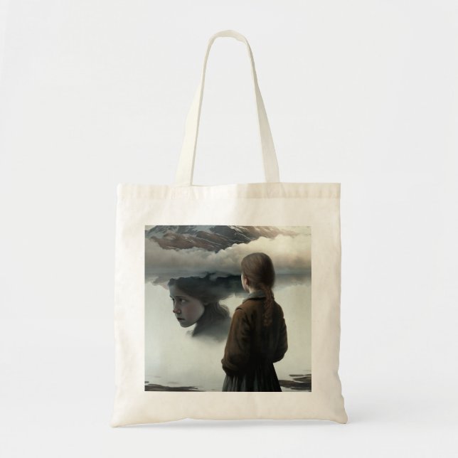Girl with Clouds Tote Bag (Front)